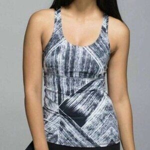 Lululemon Cross Back Heat Wave Tank Top Women’s Size 6 Black/White Active Top